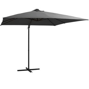 <p>Deze elegante, hangende parasol met LED-verlichting is de perfecte keuze om wat schaduw te creëren en jezelf te beschermen tegen de schadelijke uv-straling van de zon.</p>
<p>Het parasoldoek is gemaakt van uv-beschermend en anti-vervagend polyester, waardoor het je optimale bescherming tegen de zon biedt en gemakkelijk schoon te maken is.</p>
<p>Het beschikt over 24 solar aangedreven LED's die automatisch je buitenruimte verlichten en een gezellige en romantische sfeer creëren als de zon ondergaat.</p>
<p>De parasol wordt geleverd met een stevige kruisvoet die voor stabiliteit zorgt.</p>
<p>Het exclusieve ontwerp van deze parasol stelt je in staat om de parasol te kantelen en 360 graden te draaien.</p>
<p>De sterke stalen paal, samen met de 8 duurzame baleinen, maakt de parasol zeer stabiel en duurzaam.</p>
<p>Onze tuinparasol kan eenvoudig geopend en gesloten worden dankzij het zwengelmechanisme.</p>
<p>Het product is eenvoudig te monteren.</p>
<p>Let op, wij adviseren om het doek te behandelen met een waterdichtmakende spray als hij wordt blootgesteld aan zware regenval.</p>
<ul>
<li>Kleur doek: antraciet</li>
<li>Materiaal: stof (100% polyester) en gepoedercoat staal</li>
<li>Totale afmetingen: 250 x 250 x 247 cm (L x B x H)</li>
<li>Afmetingen kruisvoet: 100 x 100 cm (L x B)</li>
<li>Inclusief 24 LED-lampjes en 1 zonnepaneel</li>
<li>Met luchtventilatie en zwengelsysteem</li>
<li>Kantelbaar en 360 graden draaibaar</li>
<li>Inclusief 8 stalen baleinen</li>
<li>Montage vereist</li>
</ul>