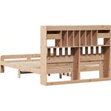 vidaXL Bed met boekenkast zonder matras massief grenenhout 140x200 cm