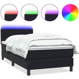 vidaXL Boxspring met matras fluweel zwart 80x220 cm