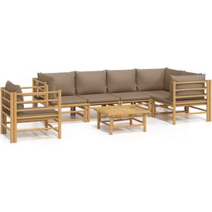 VidaXL 7-delige Loungeset met Kussens - Bamboe Taupe