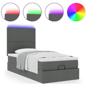 vidaXL Ottoman bed met matras en LED's 90x190cm stof donkergrijs