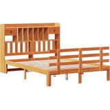 vidaXL Bed met boekenkast zonder matras grenenhout wasbruin 140x200 cm
