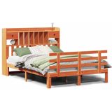 vidaXL Bed met boekenkast zonder matras grenenhout wasbruin 140x200 cm