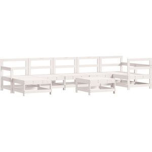 vidaXL 8-delige Loungeset massief grenenhout wit