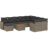 vidaXL - 11-delige - Loungeset - met - kussens - poly - rattan - grijs