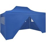 VidaXL Vouwtent Pop-up 3x4,5m Blauw + 4 Zijwanden