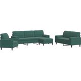 vidaXL 4-delige Loungeset met kussens en bolsters fluweel donkergroen