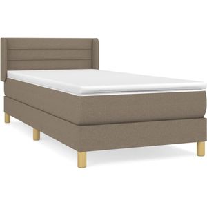 vidaXL Boxspring met matras stof taupe 100x200 cm