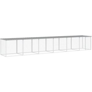 vidaXL Kippenhok met dak 603x98x90 cm gegalvaniseerd staal lichtgrijs