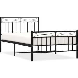 vidaXL Bedframe met hoofd- en voeteneinde metaal zwart 100x200 cm