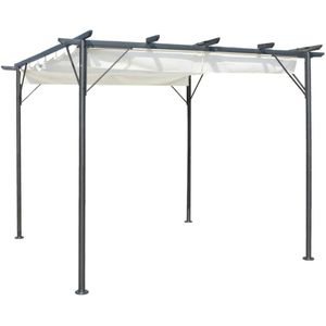 vidaXL Pergola met uitschuifbaar dak 3x3 m staal crémewit