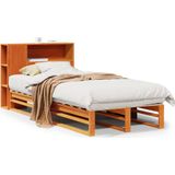 vidaXL Bed met boekenkast zonder matras hout wasbruin 100x200 cm