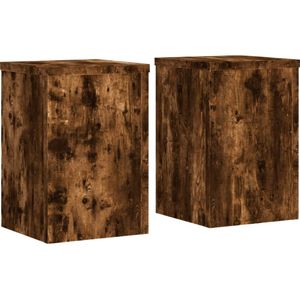 vidaXL Plantenstandaards 2 st 20x20x30 cm bewerkt hout gerookt eiken