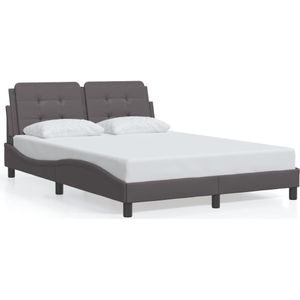 vidaXL Bedframe met hoofdbord kunstleer grijs 140x200 cm