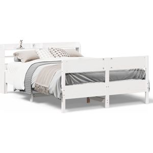 vidaXL Bedframe zonder matras massief grenenhout wit 140x200 cm