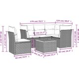 vidaXL - 6-delige - Loungeset - met - kussens - poly - rattan - zwart