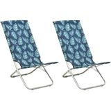 vidaXL Strandstoelen 2 st inklapbaar bladpatroon stof
