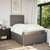 vidaXL Boxspring met matras stof taupe 120x200 cm