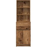 vidaXL - Nachtkastje - 39x35x125 - cm - bewerkt - hout - oud - houtkleurig