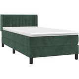 vidaXL Boxspring met matras fluweel donkergroen 90x190 cm