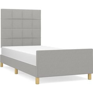 VidaXL Bedframe met Hoofdeinde Stof Lichtgrijs 90x200 cm