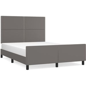 vidaXL Bedframe met hoofdbord kunstleer grijs 140x200 cm