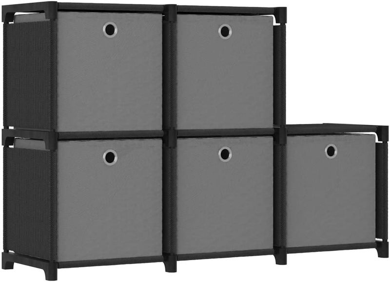 vidaXL Kast met 6 vakken met boxen 103x30x72,5 cm stof zwart