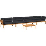 vidaXL 5-delige Loungeset pallet met kussens massief acaciahout