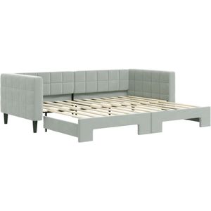 vidaXL Slaapbank met onderschuifbed 90x200 cm fluweel lichtgrijs