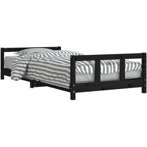 vidaXL Kinderbedframe 90x200 cm massief grenenhout zwart