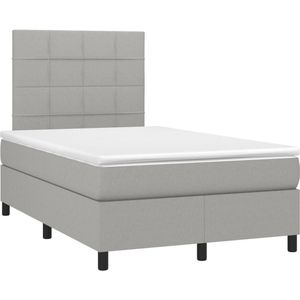 vidaXL Boxspring met matras stof lichtgrijs 120x190 cm