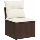 vidaXL 5-delige Loungeset met kussens poly rattan bruin