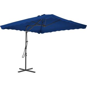 vidaXL Parasol met stalen paal 250x250x230 cm blauw