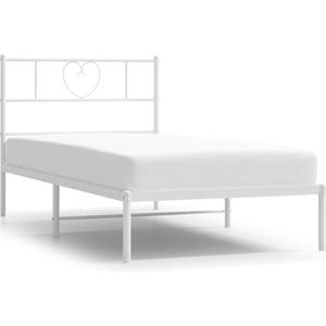 vidaXL Bedframe met hoofdbord metaal wit 80x200 cm