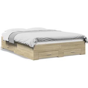vidaXL - Bedframe - met - lades - bewerkt - hout - sonoma - eikenkleurigx200 - cm