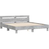 vidaXL Bedframe met hoofdeinde bewerkt hout betongrijs 160x200 cm