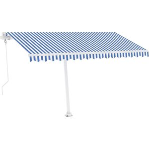 vidaXL Luifel met LED en windsensor elektrisch 400x300 cm blauw en wit