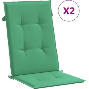 <p>Geef je buitenruimte in een handomdraai een frisse uitstraling met deze comfortabele stoelkussens! Deze stoelkussens zijn gemaakt van duurzaam polyester, een synthetisch materiaal dat bekend staat om zijn uv-bestendigheid en rekbaarheid. Daarnaast is polyester waterbestendig, waardoor het perfect is voor vochtige of regenachtige omstandigheden. Het materiaal is ook eenvoudig schoon te maken.</p>
<p>De stoelkussens zijn gevuld met zachte holle vezels, waardoor ze ultrazacht en comfortabel zijn om op te zitten. Na elk gebruik krijgen de kussens hun oorspronkelijke vorm terug, waardoor ze lang meegaan.</p>
<p>Deze kussens zijn niet alleen geschikt voor buitengebruik, zoals voor tuin- en terrasmeubelen, maar kunnen ook binnenshuis worden gebruikt als stoelkussen of als kussen voor een bureaustoel. Daarnaast zijn ze een prachtige decoratie om je huis een frisse uitstraling te geven.</p>
<p>Dankzij het doordachte anti-slipontwerp met touw kunnen de kussens gemakkelijk aan meubelen worden bevestigd en netjes en veilig op hun plaats worden gehouden.</p>
<p>Het product wordt vacuüm verpakt geleverd, dus het heeft enige tijd nodig om uit te zetten en terug te keren naar zijn oorspronkelijke vorm.</p>
<ul>
  <li>Kleur: groen</li>
  <li>Materiaal: stof (100% polyester)</li>
  <li>Vulmateriaal: schuimvezel</li>
  <li>Afmetingen: 120 x 50 x 3 cm (L x B x D)</li>
  <li>Touwlengte (per stuk): 30 cm</li>
  <li>Met 1 elastische band en 2 sets touwtjes</li>
  <li>Geschikt voor stoelen met een hoge rugleuning</li>
  <li>Waterafstotend</li>
  <li>Levering bevat: 2 x kussen</li>
</ul>
<p>Deze stoelkussens zijn gemaakt van 100% polyester en zijn perfect voor het geven van een frisse uitstraling aan je buitenruimte. Ze zijn duurzaam, comfortabel en geschikt voor zowel binnen- als buitengebruik. Bestel nu en geniet van het comfort en de stijl die deze kussens bieden!</p>