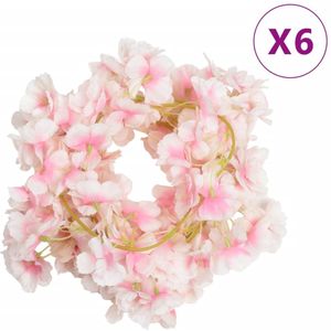 vidaXL Kerstslingers met bloemen 6 st 180 cm lichtroze