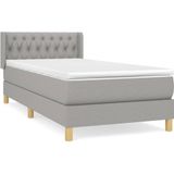 vidaXL Boxspring met matras stof lichtgrijs 90x200 cm