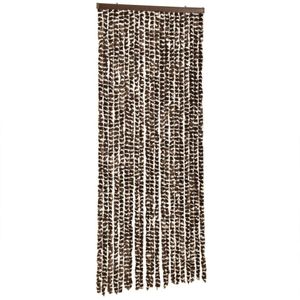 vidaXL-Vliegengordijn-56x200-cm-chenille-bruin-en-wit