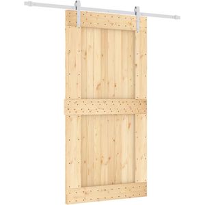 vidaXL Schuifdeur met beslag 100x210 cm massief grenenhout