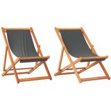 vidaXL Strandstoelen 2 st inklapbaar stof grijs