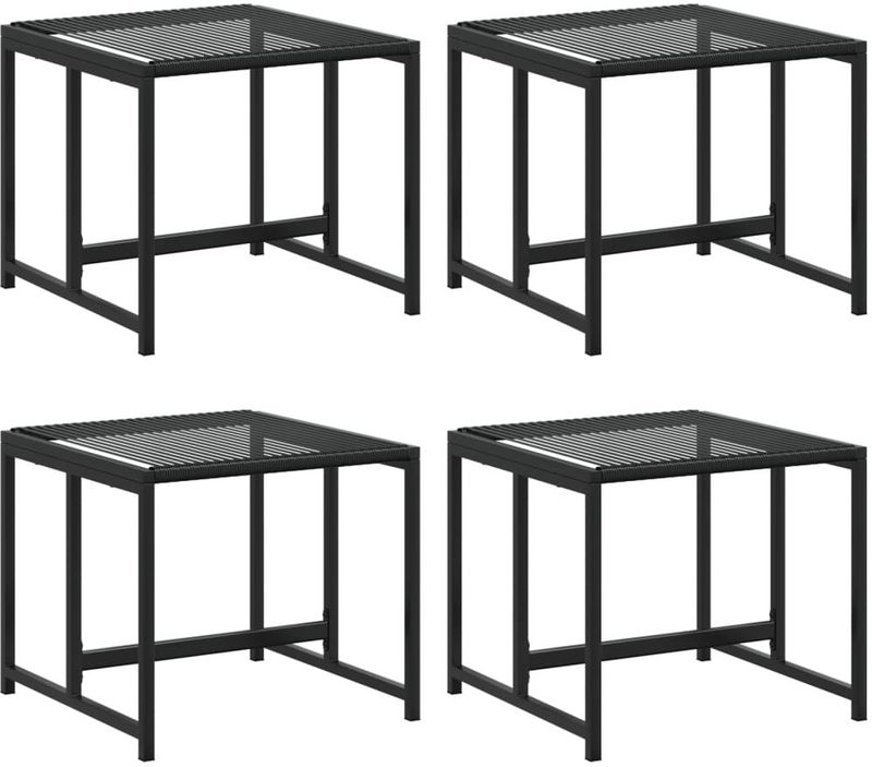 vidaXL - Tuinkrukken - 4 - st - poly - rattan - zwart