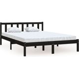 vidaXL Bedframe massief grenenhout zwart 140x190 cm