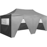 VidaXL Inklapbare Partytent 3x6m Staal Antraciet + 4 Zijwanden