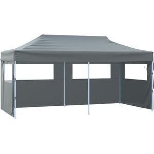 VidaXL Inklapbare Partytent 3x6m Staal Antraciet + 4 Zijwanden