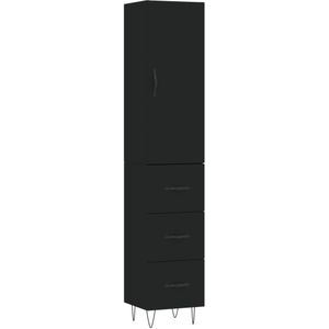 vidaXL-Hoge-kast-34,5x34x180-cm-bewerkt-hout-zwart