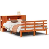 vidaXL Bed met boekenkast zonder matras grenenhout wasbruin 160x200 cm