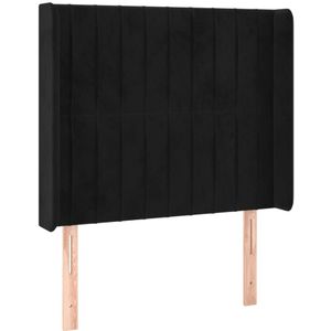 VidaXL Hoofdbord met Randen 83x16x118/128 cm Fluweel Zwart